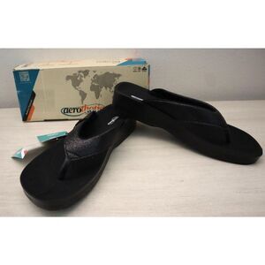 Aerothotic L0312 Women's Sz 11 Black Crystal Mist Orthotic Comfortable Sandals
